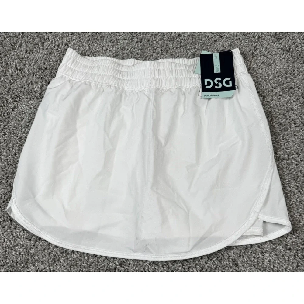 NEW DSG Girls Mid Rise Stride Run Skort Performance White Large 14 - Read